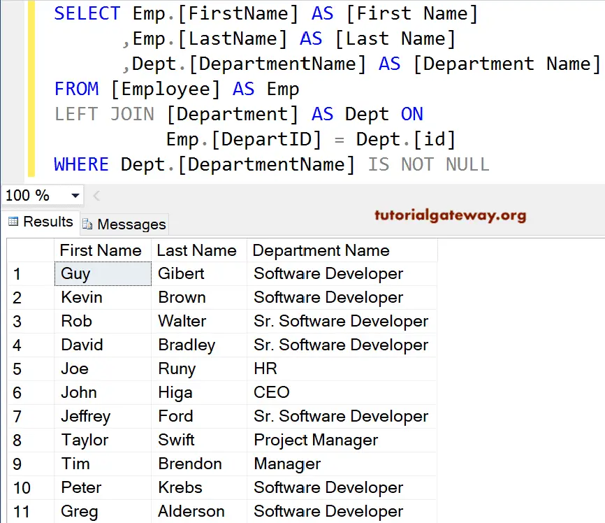 SQL LEFT JOIN Example 4