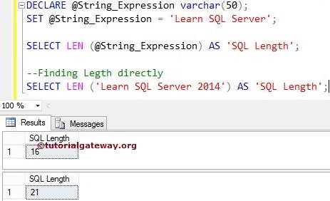 SQL LEN Function Example 1
