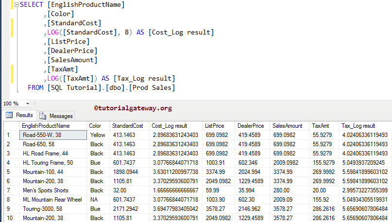 SQL LOG Function 2