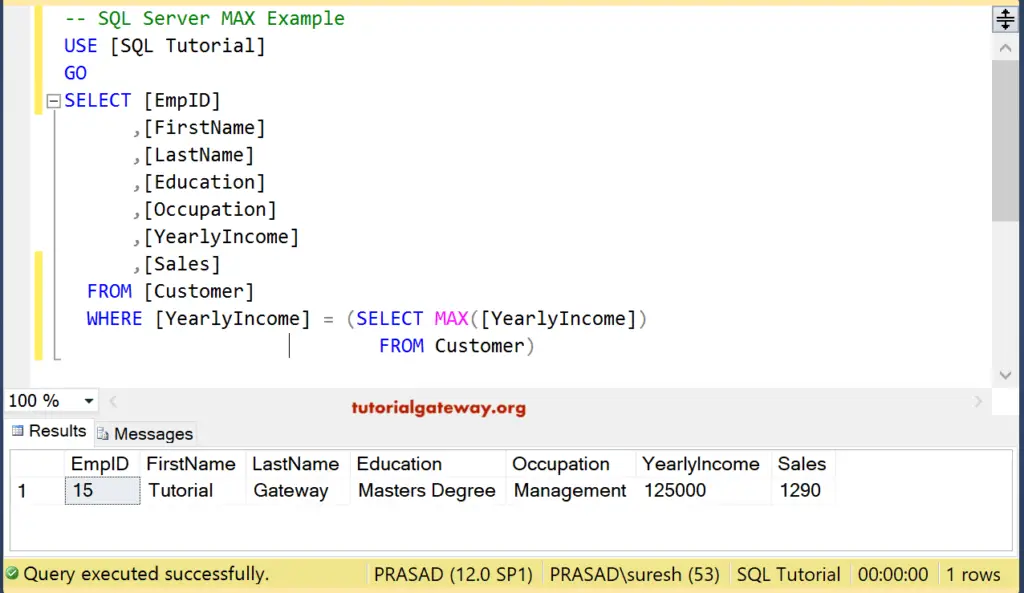 SQL Max Function 8