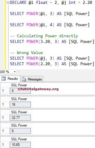SQL POWER FUNCTION 1