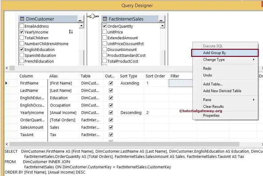 Add Group By in Query Builder 12
