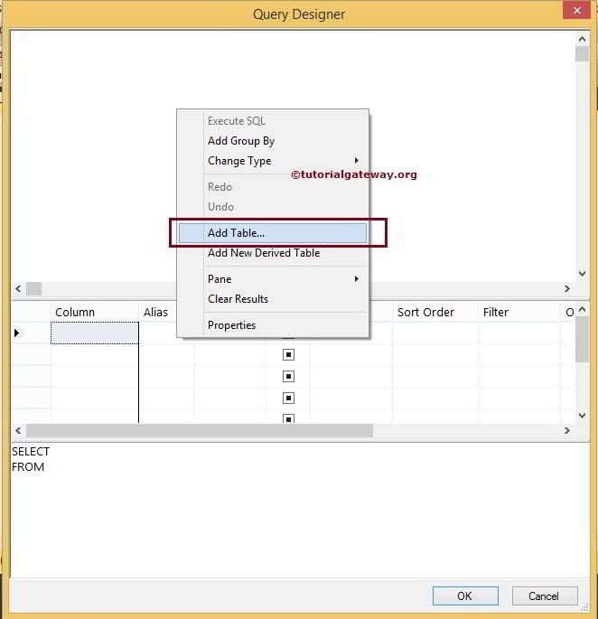 Add a Table to Query Designer 4