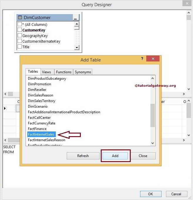 Choose Table Name in SQL Query Builder 6