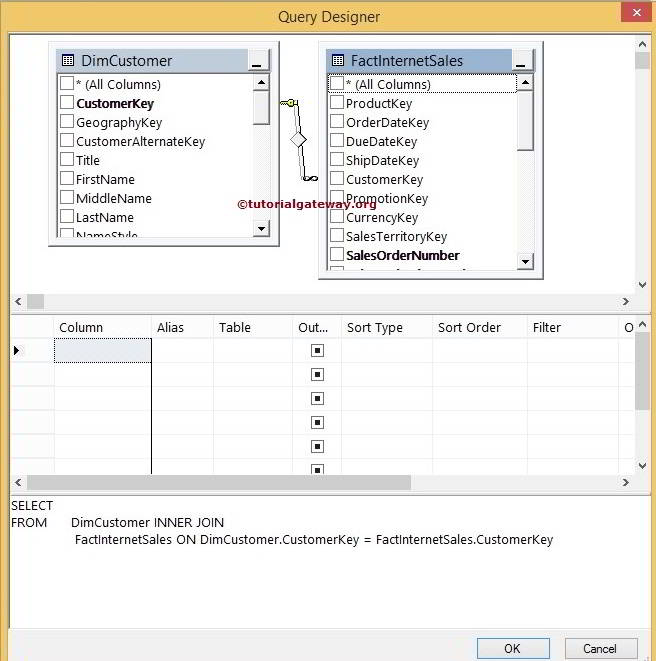 SQL Query Builder shows Tables with Relationships 7