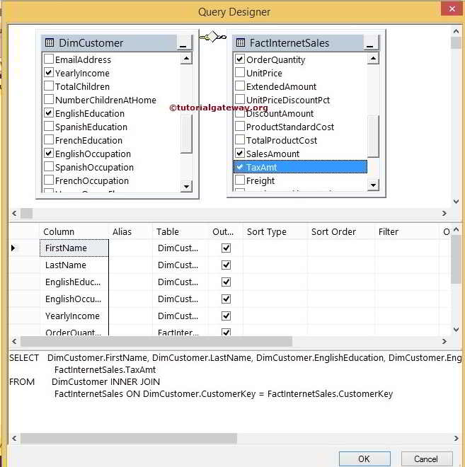 Choose Required Column Names in SQL Query Builder 8