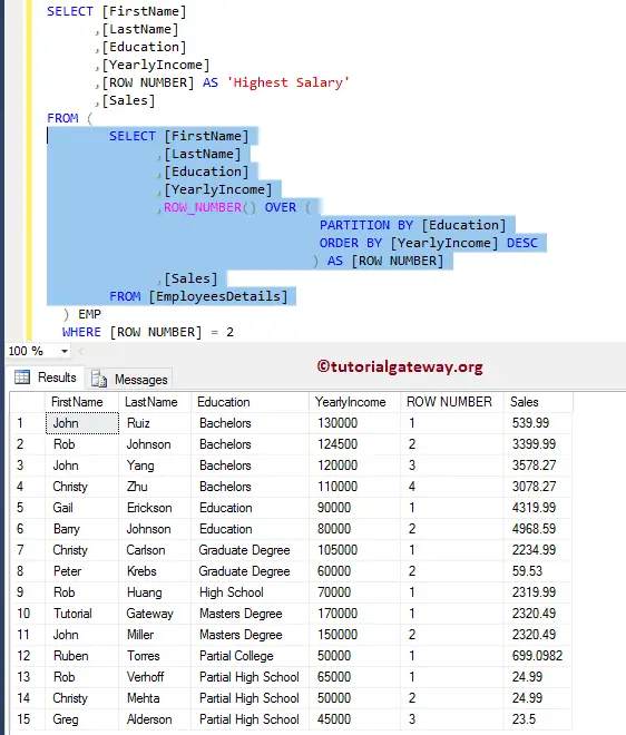 SQL Query to Find Nth Highest Salary 6
