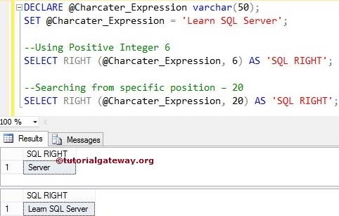 SQL RIGHT FUNCTION 1