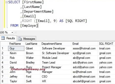 SQL RIGHT FUNCTION 2