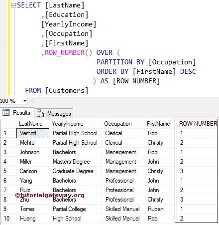 SQL ROW_NUMBER FUNCTION on String Column 3