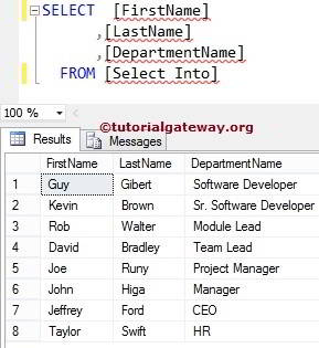 SQL SELECT INTO Statement 9