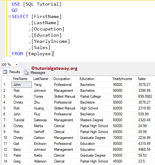 SQL SET NOCOUNT ON EXAMPLE 1