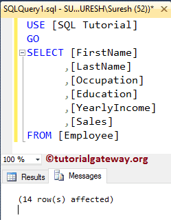 SQL SET NOCOUNT ON EXAMPLE 2