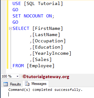 SQL SET NOCOUNT ON EXAMPLE 4