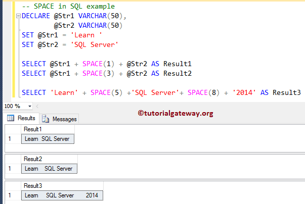 SQL SPACE Function 2