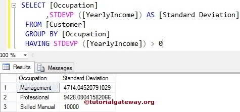 SQL STDEVP FUNCTION 3