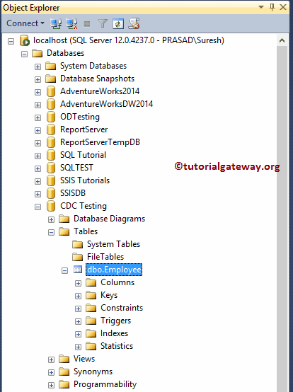 View table Information in Object Explorer 1