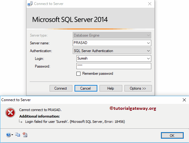 SQL Server Login Error Message 18456