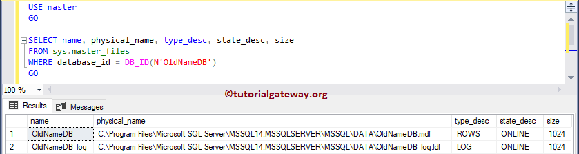 SQL Server Rename Database along with Files 2