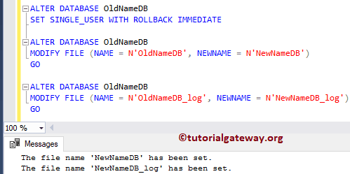 SQL Server Rename Database along with Files 6