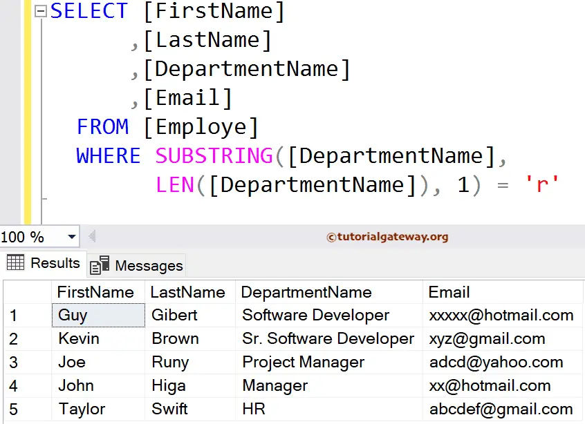 SQL Substring in Where Clause