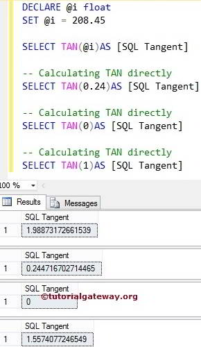 SQL TAN FUNCTION 1