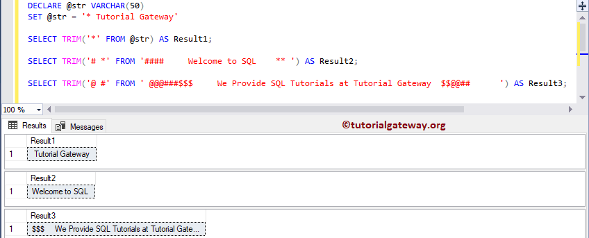 Sql Server TRIM Function Example 2