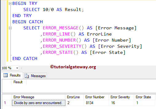 SQL TRY CATCH 1