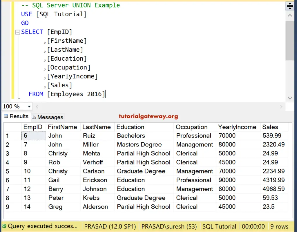 SQL UNION Example 2
