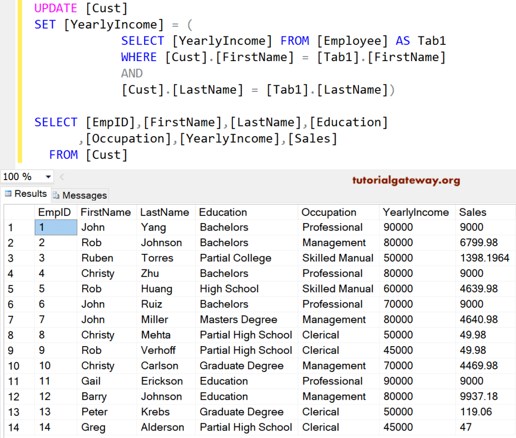 SQL Server Update From Another Table