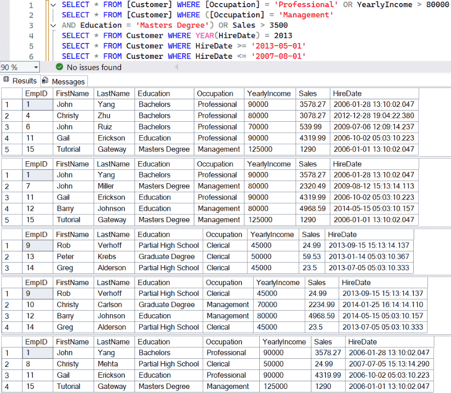 SQL WHERE Clause Example 1