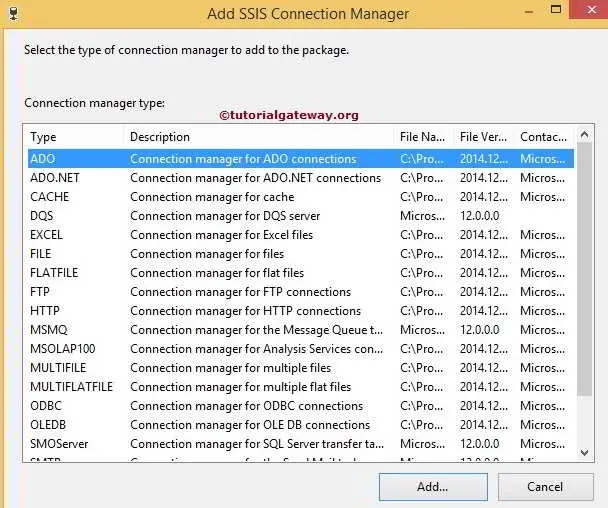 ADO Connection Manager in SSIS 3