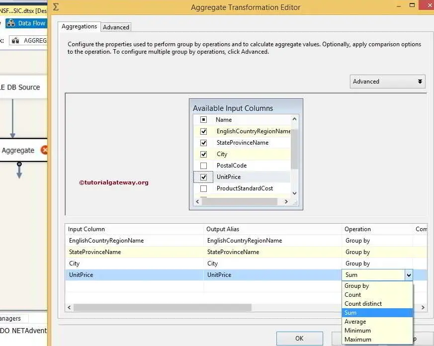 Aggregate Transformation in SSIS 2014 Basic Mode 5