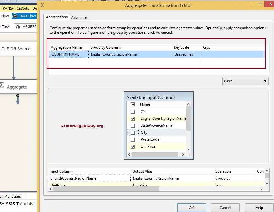 Aggregate Transformation in SSIS Advanced Mode 5