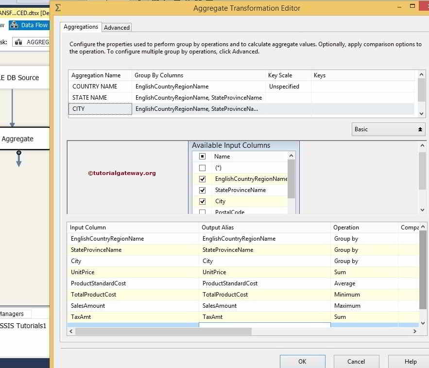 Aggregate transformation in SSIS Advanced Mode 7