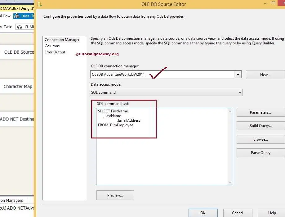 Ole DB Source Manager and SQL Command 3