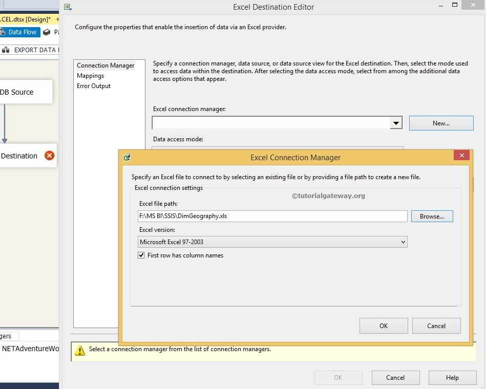 SSIS Export Data From SQL Server to Excel 5