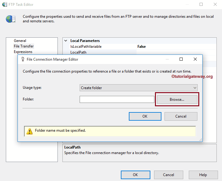 SSIS FTP TASK CREATE LOCAL DIRECTORY 6