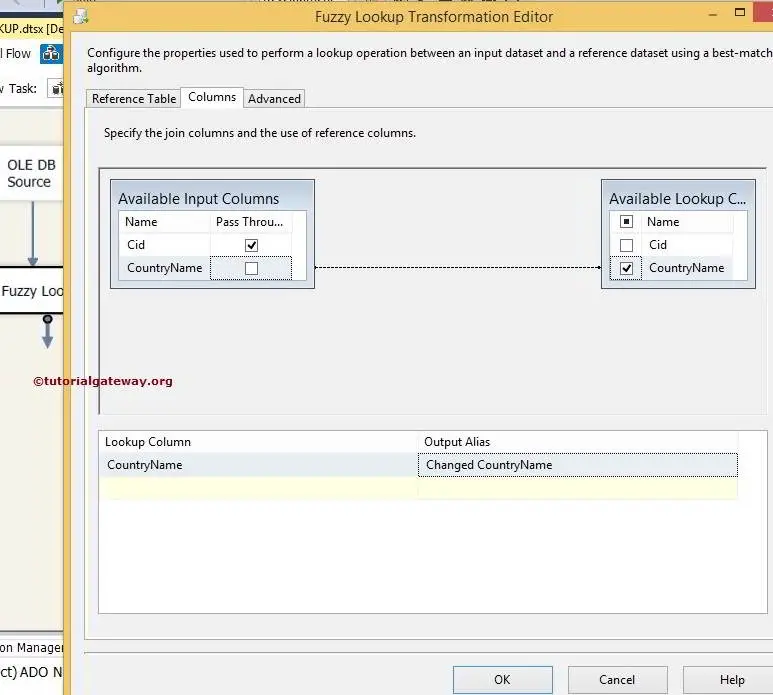 SSIS Fuzzy Lookup Transformation Operation Columns