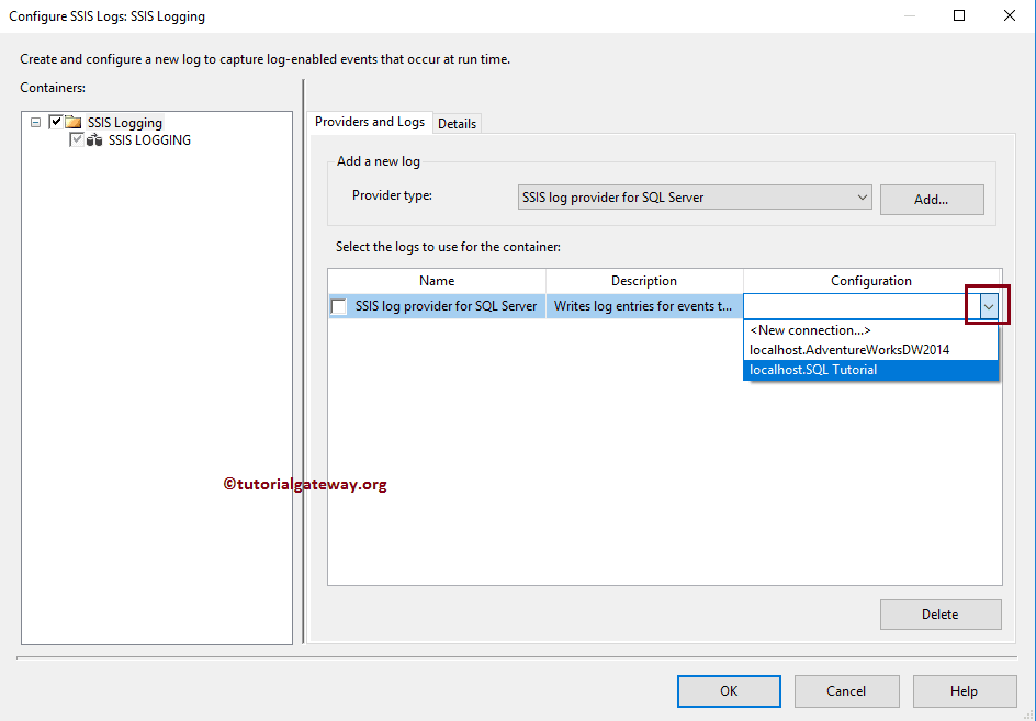 SSIS Logging New Database Connection
