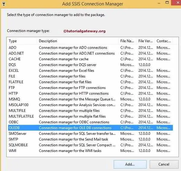 OLE DB Connection Manager in SSIS 3