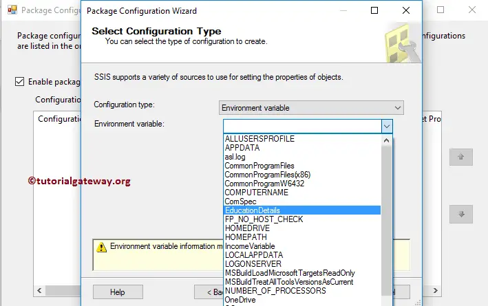 SSIS Package Configuration Using Environment Variable 15