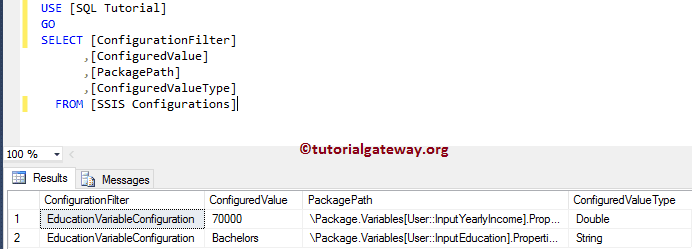 SSIS Package Configuration using SQL Server 16