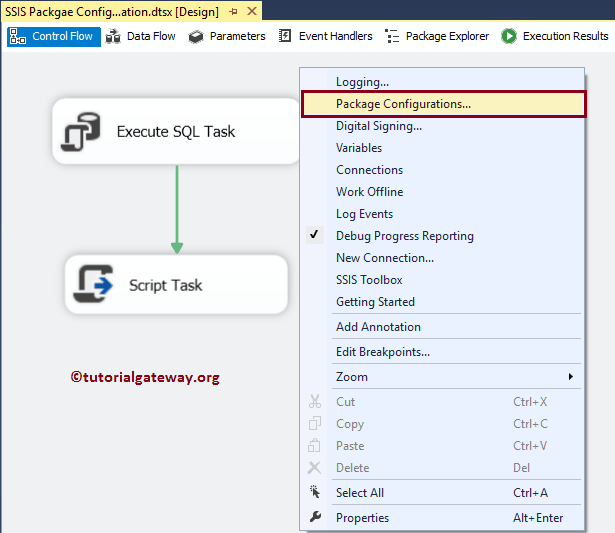 SSIS Package Configuration using SQL Server 2