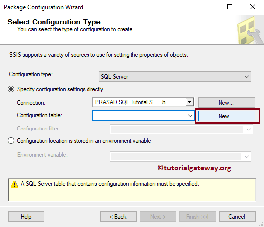 SSIS Package Configuration using SQL Server 8