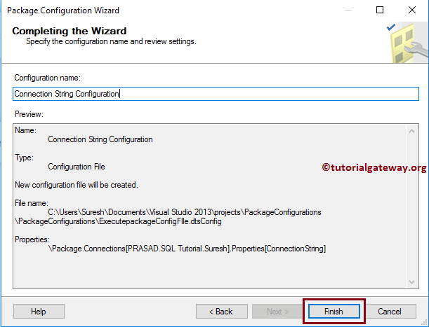 SSIS Package Configuration using XML Configuration File 10