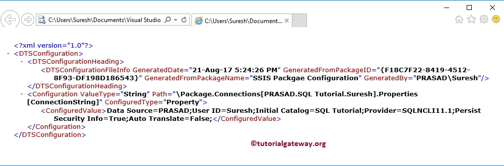 SSIS Package Configuration using XML Configuration File 13