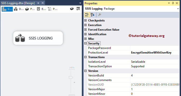 SSIS Package Protection Level 1