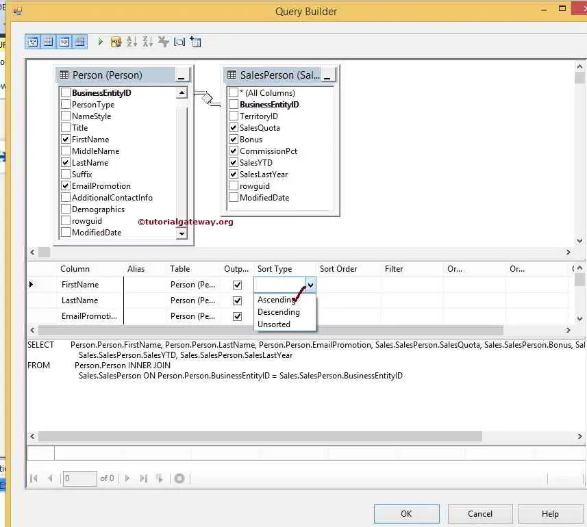 Query builder in SSIS 6
