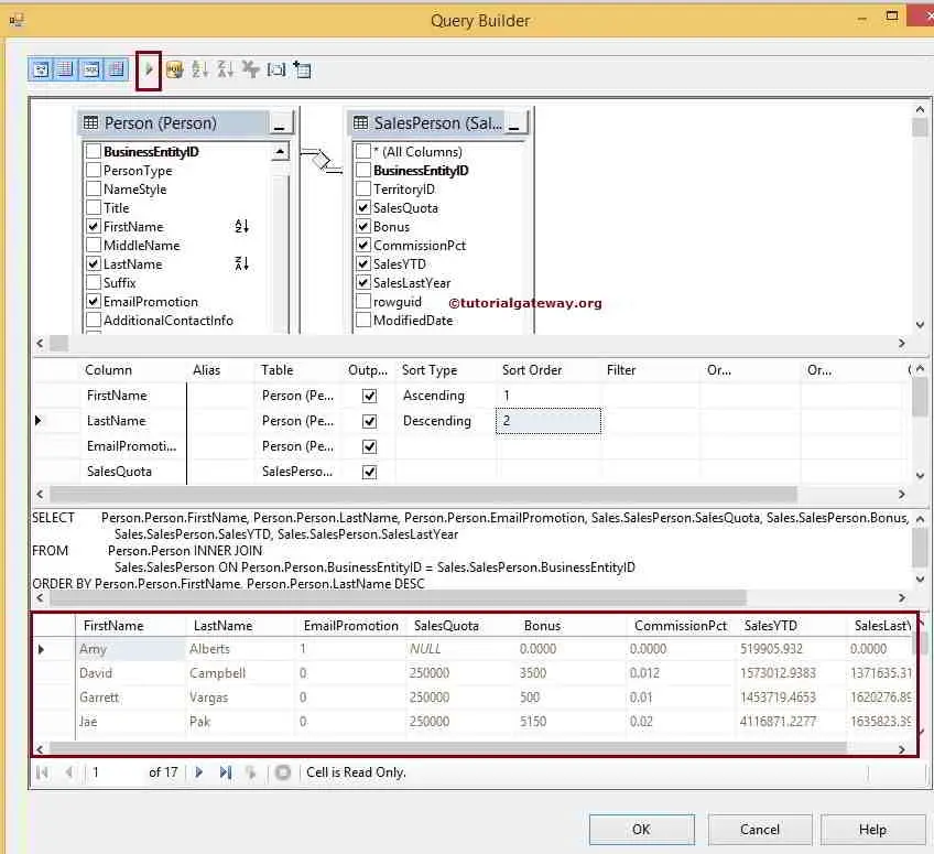 Query builder in SSIS 8